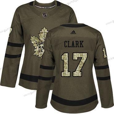 Adidas Frauen Toronto Maple Leafs #17 Wendel Clark Salute to Service Strickerei NHL Trikots – Grün