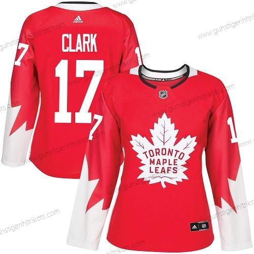 Adidas Frauen Toronto Maple Leafs #17 Wendel Clark Team Kanada Authentisch Strickerei NHL Trikots – Rot