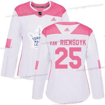 Adidas Frauen Toronto Maple Leafs #25 James Van Riemsdyk Authentisch Strickerei NHL Trikots – Weiß Rosa