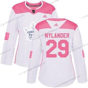 Adidas Frauen Toronto Maple Leafs #29 William Nylander Authentisch Strickerei NHL Trikots – Weiß Rosa