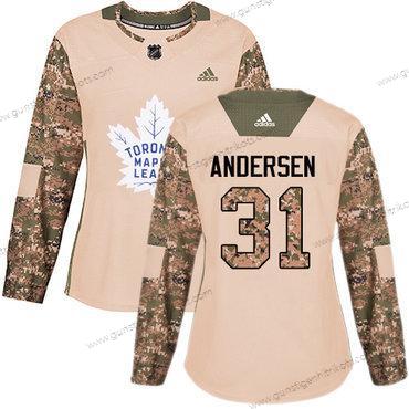 Adidas Frauen Toronto Maple Leafs #31 Frederik Andersen Authentisch 2017 Veterans Day Strickerei NHL Trikots – Tarnfarbe