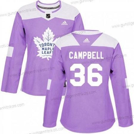 Adidas Frauen Toronto Maple Leafs #36 Jack Campbell Authentisch Bekämpft Krebs Praxis Trikots – Lila