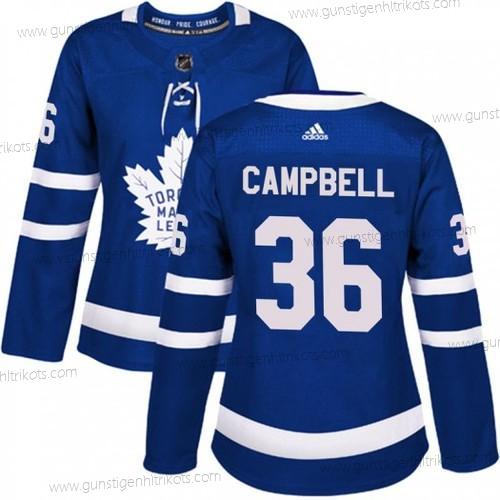 Adidas Frauen Toronto Maple Leafs #36 Jack Campbell Authentisch Heimtrikots Trikots – Blau