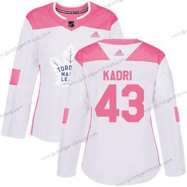 Adidas Frauen Toronto Maple Leafs #43 Nazem Kadri Authentisch Strickerei NHL Trikots – Weiß Rosa