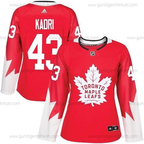 Adidas Frauen Toronto Maple Leafs #43 Nazem Kadri Team Kanada Authentisch Strickerei NHL Trikots – Rot