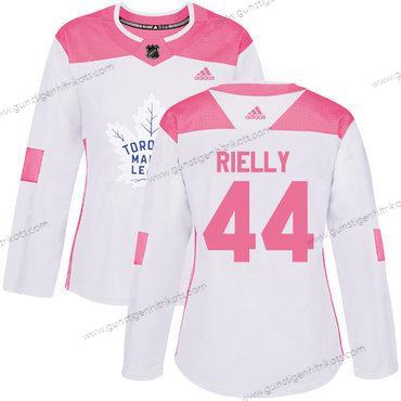 Adidas Frauen Toronto Maple Leafs #44 Morgan Rielly Authentisch Strickerei NHL Trikots – Weiß Rosa