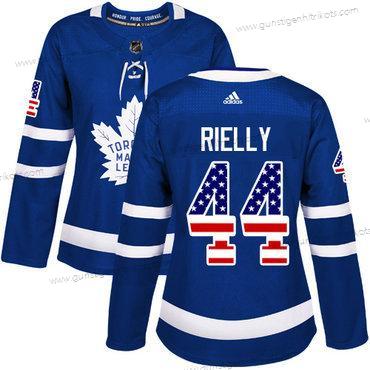 Adidas Frauen Toronto Maple Leafs #44 Morgan Rielly Heimtrikots Authentisch USA Flag Strickerei NHL Trikots – Blau