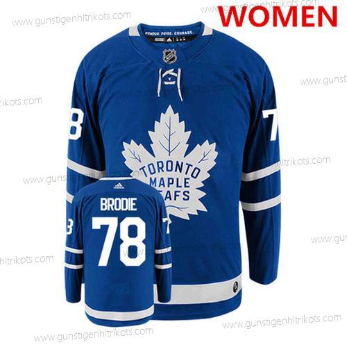 Adidas Frauen Toronto Maple Leafs #78 Tj Brodie Royal Strickerei NHL Trikots – Blau