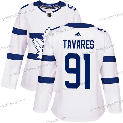 Adidas Frauen Toronto Maple Leafs #91 John Tavares Authentisch 2018 Stadium Series Strickerei NHL Trikots – Weiß