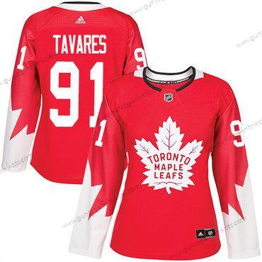 Adidas Frauen Toronto Maple Leafs #91 John Tavares Team Kanada Authentisch Strickerei NHL Trikots – Rot