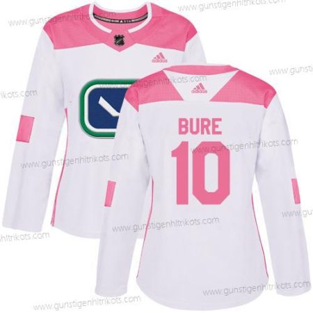 Adidas Frauen Vancouver Canucks #10 Pavel Bure Authentisch Strickerei NHL Trikots – Weiß Rosa