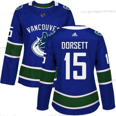 Adidas Frauen Vancouver Canucks #15 Derek Dorsett Heimtrikots Authentisch Strickerei NHL Trikots – Blau