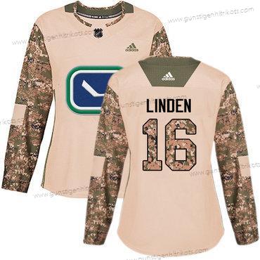 Adidas Frauen Vancouver Canucks #16 Trevor Linden Authentisch 2017 Veterans Day Strickerei NHL Trikots – Tarnfarbe