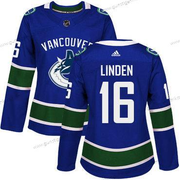 Adidas Frauen Vancouver Canucks #16 Trevor Linden Heimtrikots Authentisch Strickerei NHL Trikots – Blau