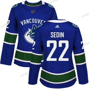 Adidas Frauen Vancouver Canucks #22 Daniel Sedin Heimtrikots Authentisch Strickerei NHL Trikots – Blau