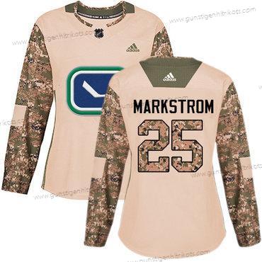 Adidas Frauen Vancouver Canucks #25 Jacob Markstrom Authentisch 2017 Veterans Day Strickerei NHL Trikots – Tarnfarbe