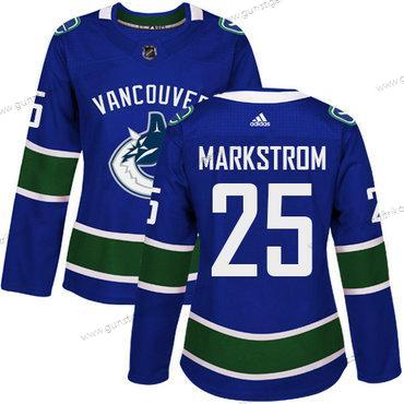 Adidas Frauen Vancouver Canucks #25 Jacob Markstrom Heimtrikots Authentisch Strickerei NHL Trikots – Blau