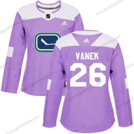 Adidas Frauen Vancouver Canucks #26 Thomas Vanek Authentisch Bekämpft Krebs Strickerei NHL Trikots – Lila