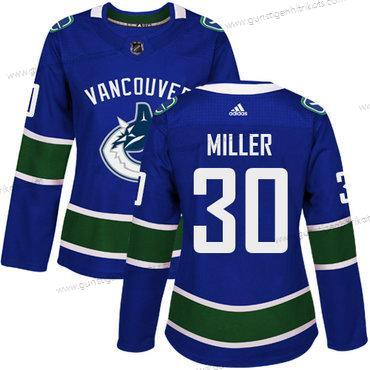 Adidas Frauen Vancouver Canucks #30 Ryan Miller Heimtrikots Authentisch Strickerei NHL Trikots – Blau