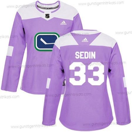 Adidas Frauen Vancouver Canucks #33 Henrik Sedin Authentisch Bekämpft Krebs Strickerei NHL Trikots – Lila