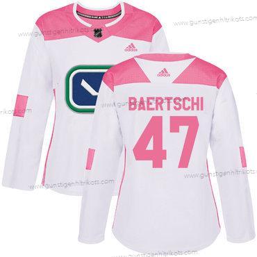 Adidas Frauen Vancouver Canucks #47 Sven Baertschi Authentisch Strickerei NHL Trikots – Weiß Rosa