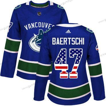 Adidas Frauen Vancouver Canucks #47 Sven Baertschi Heimtrikots Authentisch USA Flag Strickerei NHL Trikots – Blau