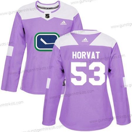 Adidas Frauen Vancouver Canucks #53 Bo Horvat Authentisch Bekämpft Krebs Strickerei NHL Trikots – Lila