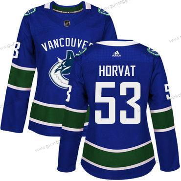 Adidas Frauen Vancouver Canucks #53 Bo Horvat Heimtrikots Authentisch Strickerei NHL Trikots – Blau