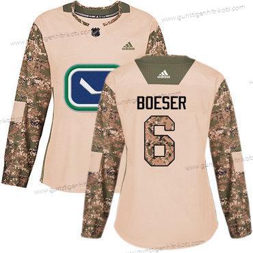 Adidas Frauen Vancouver Canucks #6 Brock Boeser Authentisch 2017 Veterans Day Strickerei NHL Trikots – Tarnfarbe