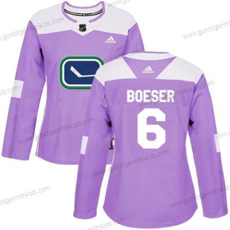 Adidas Frauen Vancouver Canucks #6 Brock Boeser Authentisch Bekämpft Krebs Strickerei NHL Trikots – Lila