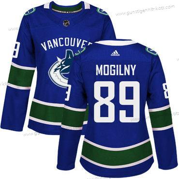 Adidas Frauen Vancouver Canucks #89 Alexander Mogilny Heimtrikots Authentisch Strickerei NHL Trikots – Blau