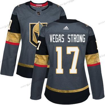 Adidas Frauen Vegas Golden Knights #17 Vegas Strong Heimtrikots Authentisch Strickerei NHL Trikots – Grau