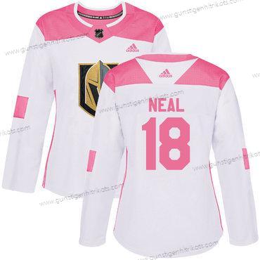 Adidas Frauen Vegas Golden Knights #18 James Neal Authentisch Strickerei NHL Trikots – Weiß Rosa