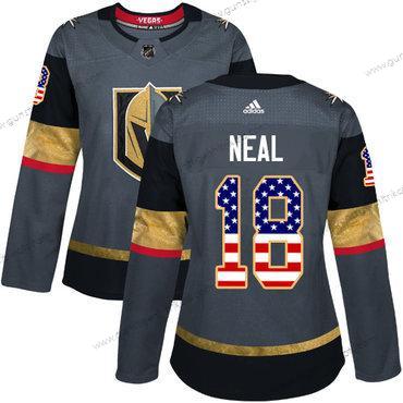 Adidas Frauen Vegas Golden Knights #18 James Neal Heimtrikots Authentisch USA Flag Strickerei NHL Trikots – Grau