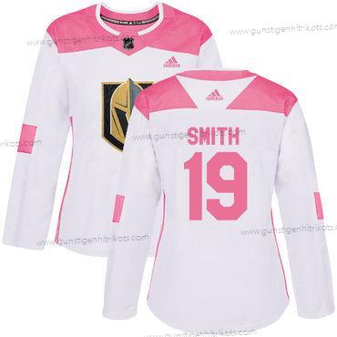 Adidas Frauen Vegas Golden Knights #19 Reilly Smith Authentisch Strickerei NHL Trikots – Weiß Rosa