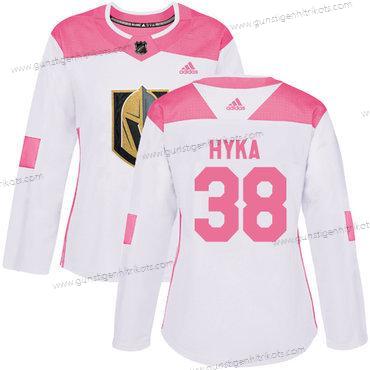 Adidas Frauen Vegas Golden Knights #38 Tomas Hyka Authentisch Strickerei NHL Trikots – Weiß Rosa