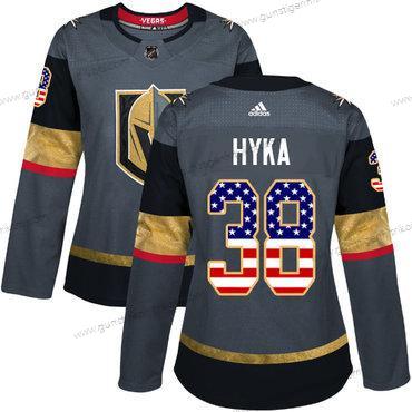 Adidas Frauen Vegas Golden Knights #38 Tomas Hyka Heimtrikots Authentisch USA Flag Strickerei NHL Trikots – Grau