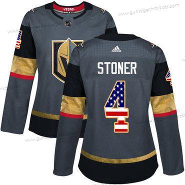 Adidas Frauen Vegas Golden Knights #4 Clayton Stoner Heimtrikots Authentisch USA Flag Strickerei NHL Trikots – Grau