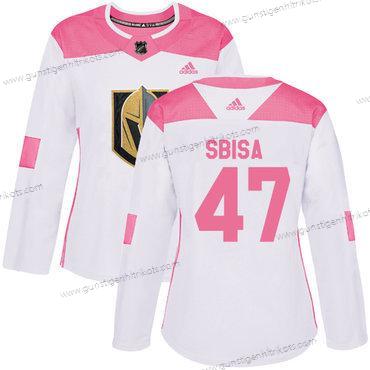 Adidas Frauen Vegas Golden Knights #47 Luca Sbisa Authentisch Strickerei NHL Trikots – Weiß Rosa