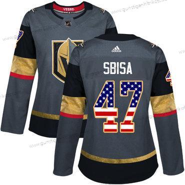 Adidas Frauen Vegas Golden Knights #47 Luca Sbisa Heimtrikots Authentisch USA Flag Strickerei NHL Trikots – Grau