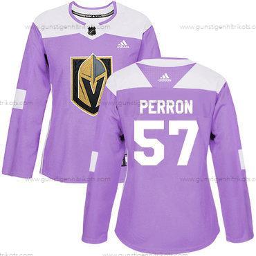 Adidas Frauen Vegas Golden Knights #57 David Perron Authentisch Bekämpft Krebs Strickerei NHL Trikots – Lila