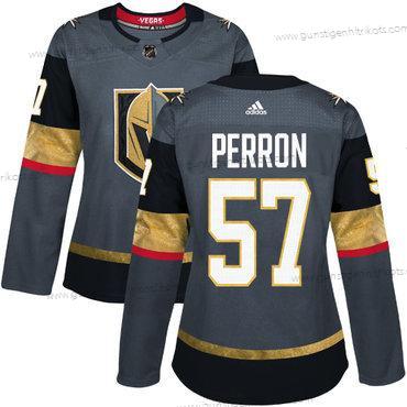 Adidas Frauen Vegas Golden Knights #57 David Perron Heimtrikots Authentisch Strickerei NHL Trikots – Grau