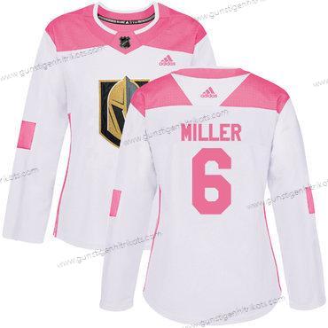 Adidas Frauen Vegas Golden Knights #6 Colin Miller Authentisch Strickerei NHL Trikots – Weiß Rosa