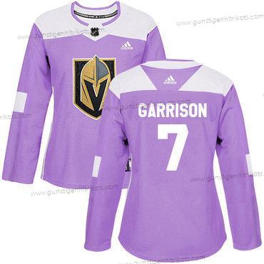 Adidas Frauen Vegas Golden Knights #7 Jason Garrison Authentisch Bekämpft Krebs Strickerei NHL Trikots – Lila