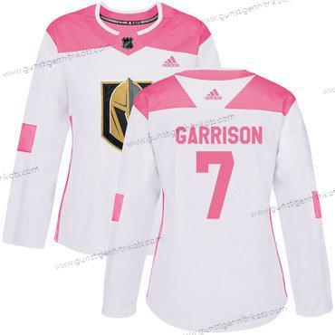 Adidas Frauen Vegas Golden Knights #7 Jason Garrison Authentisch Strickerei NHL Trikots – Weiß Rosa