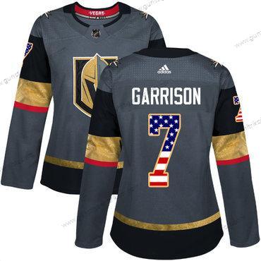 Adidas Frauen Vegas Golden Knights #7 Jason Garrison Heimtrikots Authentisch USA Flag Strickerei NHL Trikots – Grau