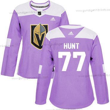 Adidas Frauen Vegas Golden Knights #77 Brad Hunt Authentisch Bekämpft Krebs Strickerei NHL Trikots – Lila