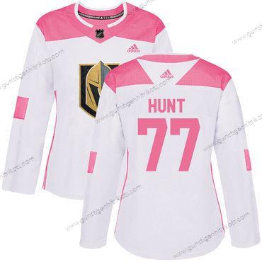 Adidas Frauen Vegas Golden Knights #77 Brad Hunt Authentisch Strickerei NHL Trikots – Weiß Rosa