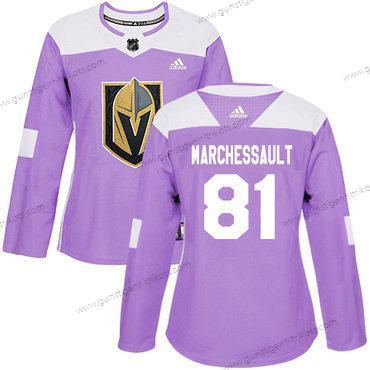 Adidas Frauen Vegas Golden Knights #81 Jonathan Marchessault Authentisch Bekämpft Krebs Strickerei NHL Trikots – Lila