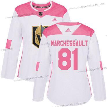 Adidas Frauen Vegas Golden Knights #81 Jonathan Marchessault Authentisch Strickerei NHL Trikots – Weiß Rosa